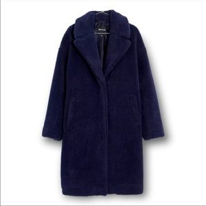 NWT Madewell Sherpa Teddy Coat - Midnight Blue - BRAND NEW Never Worn Size XL